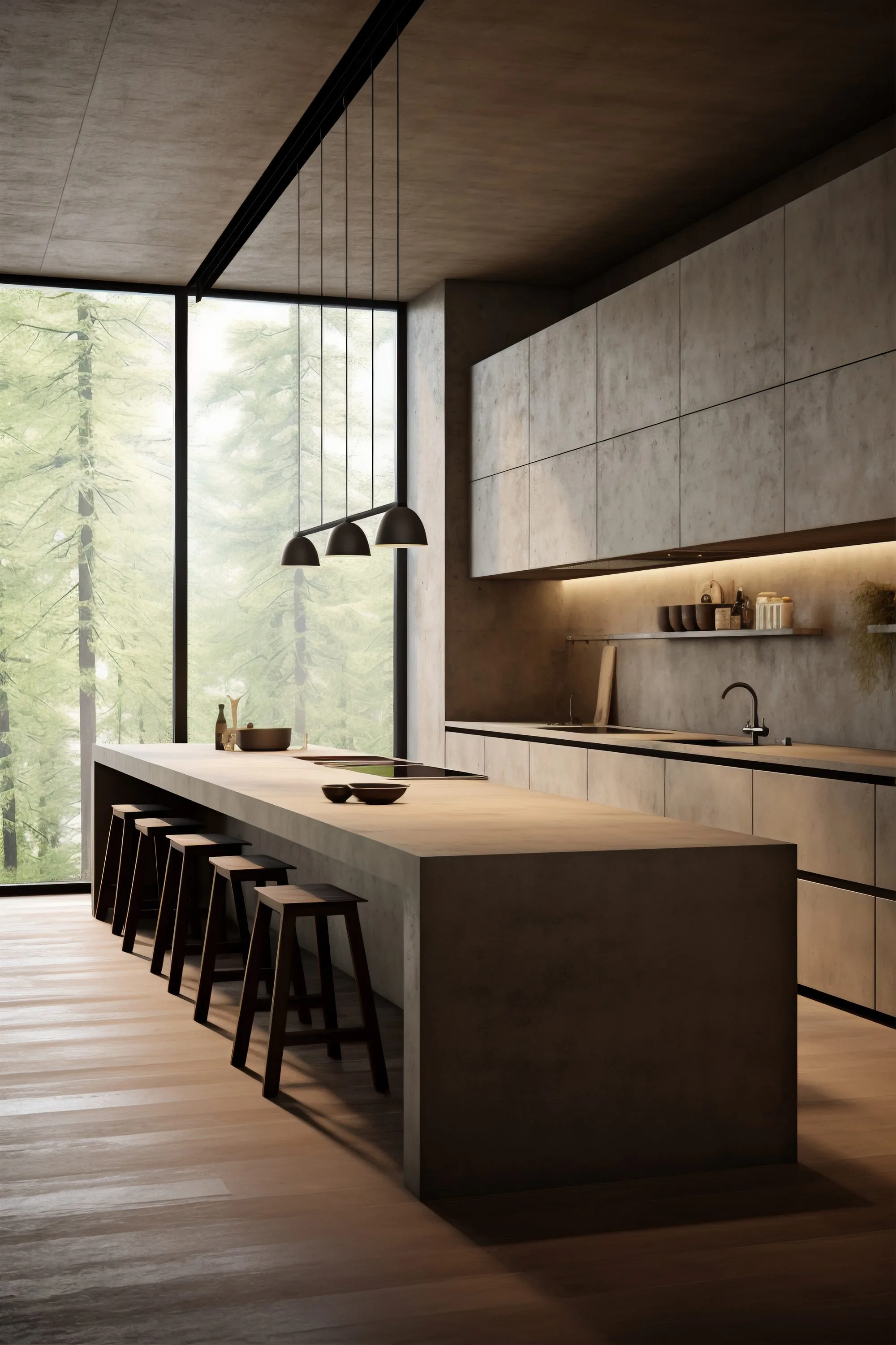 Kitchen with marble protected by Opal Luxury