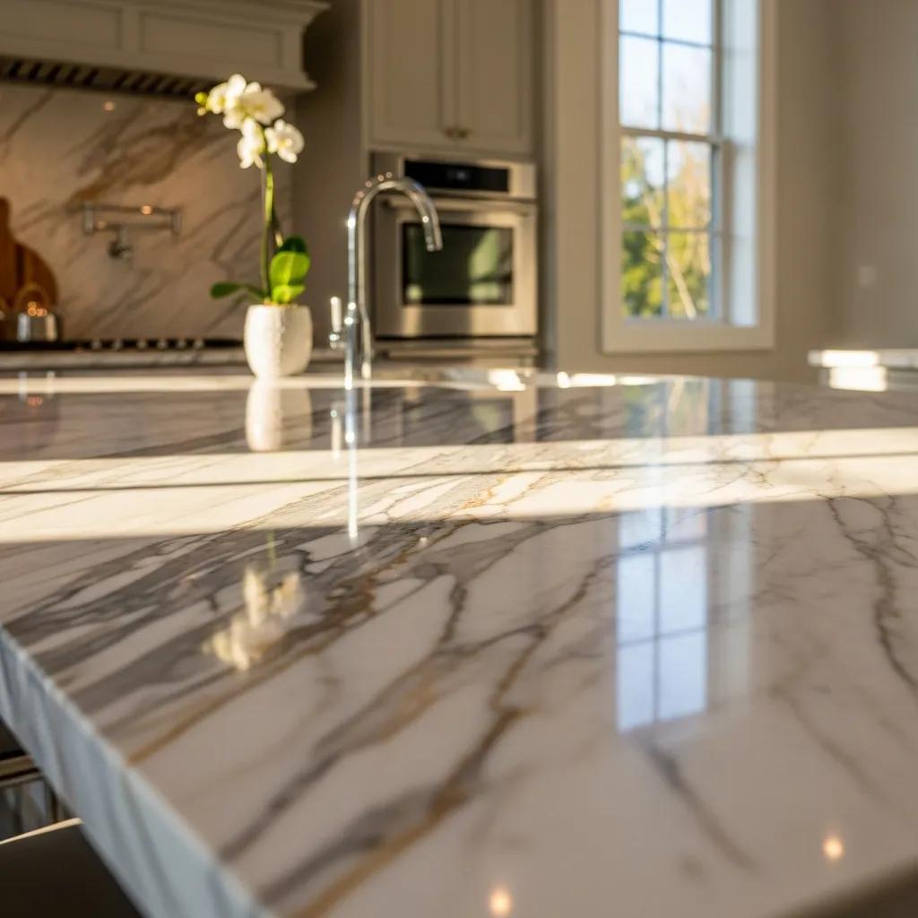 Beautifully restored marble countertop showcasing shine and elegance