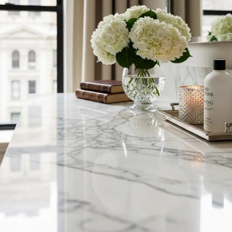 Beautifully sealed marble countertop in an upscale Upper West Side setting