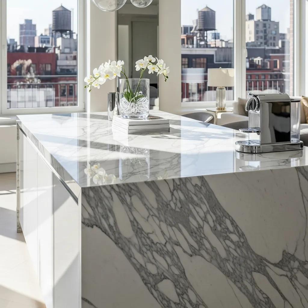 Elegant marble surface in Tribeca, showcasing anti-etch sealing benefits
