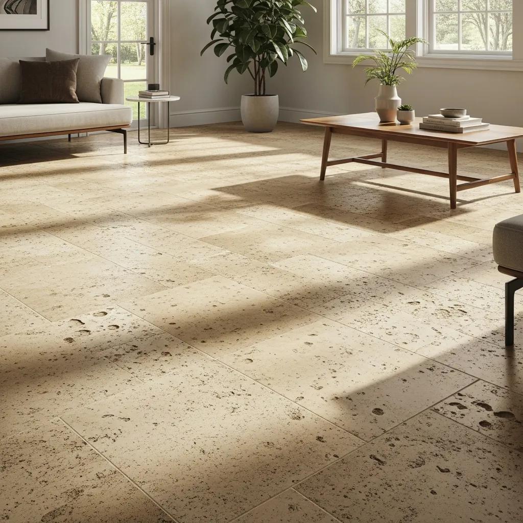 Restored travertine floor highlighting its natural beauty and durability