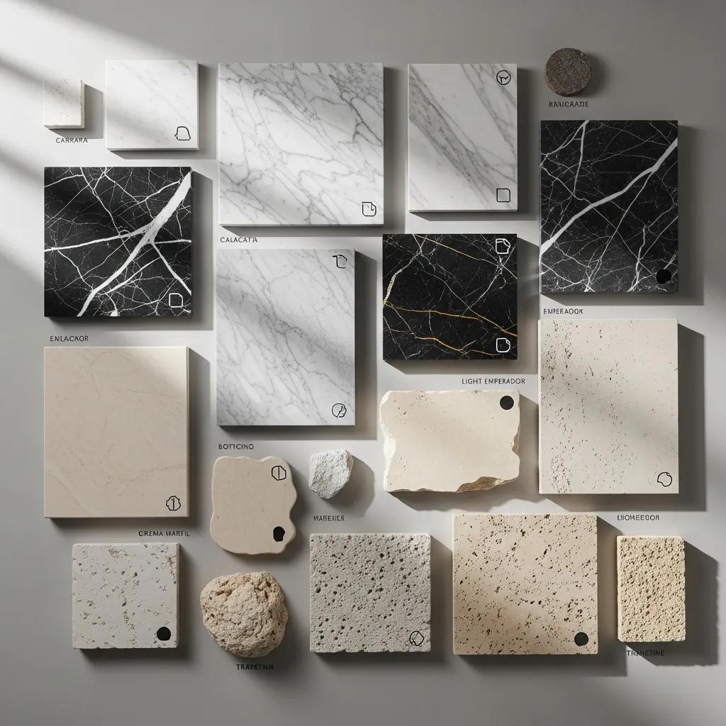 Variety of marble and natural stones, highlighting types that benefit from anti-etch sealing