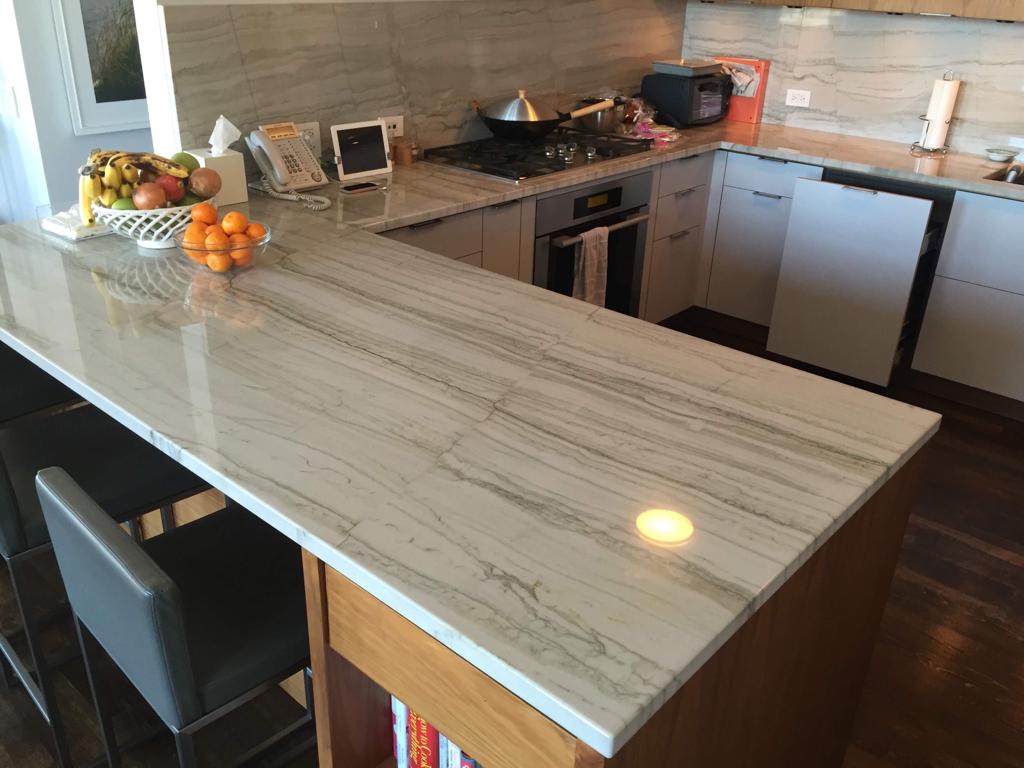 Polished marble counter