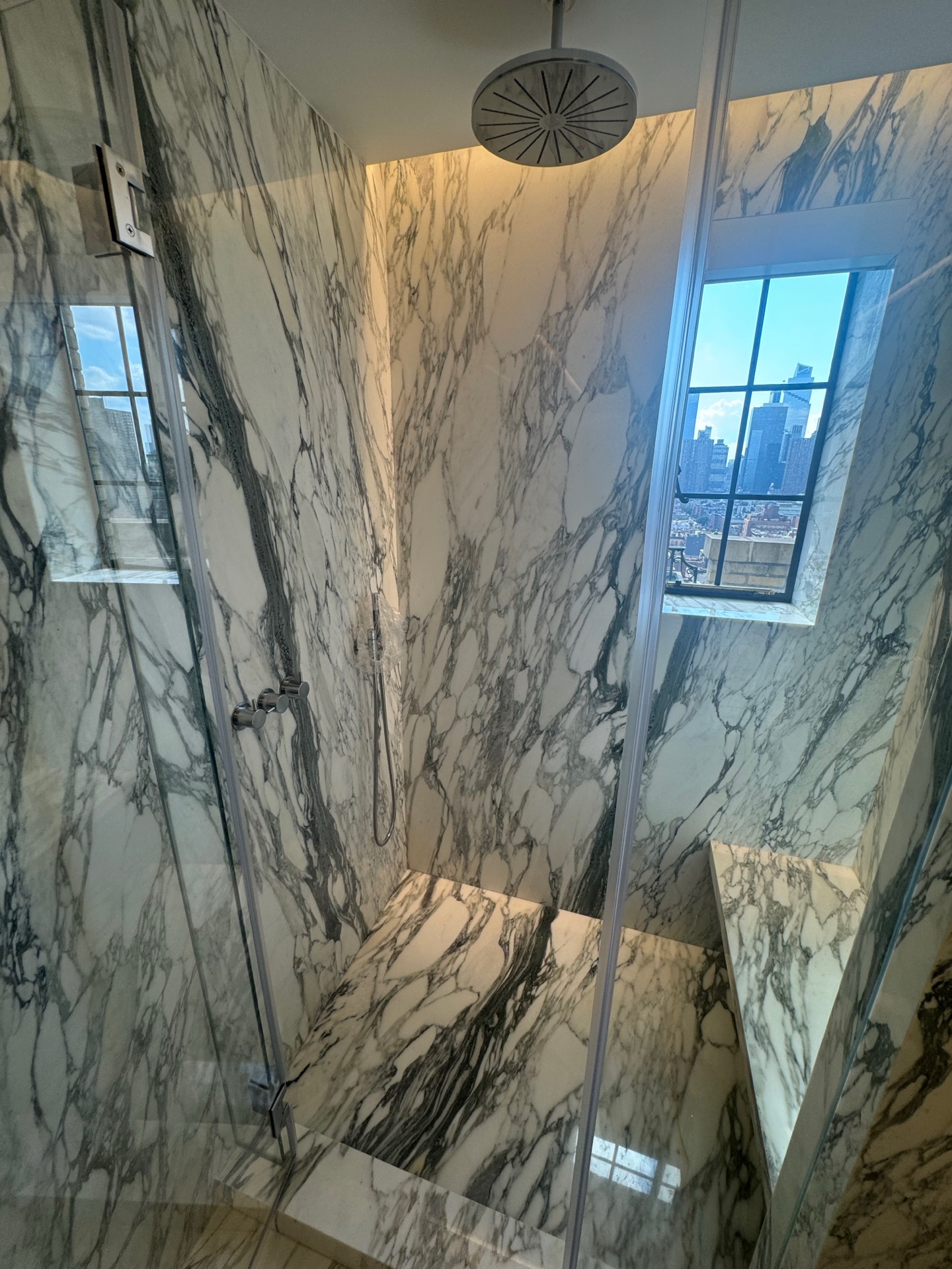 Arabescato Marble Shower Interior