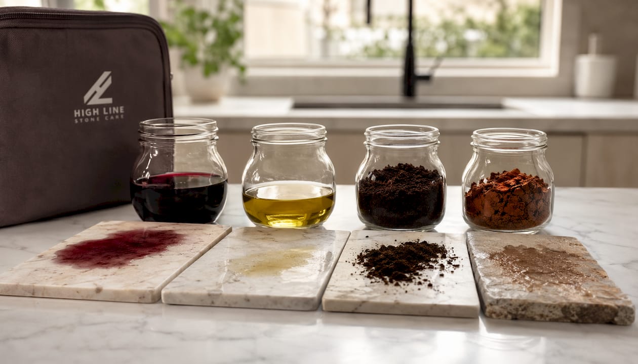 Common types of stone stains with stain samples