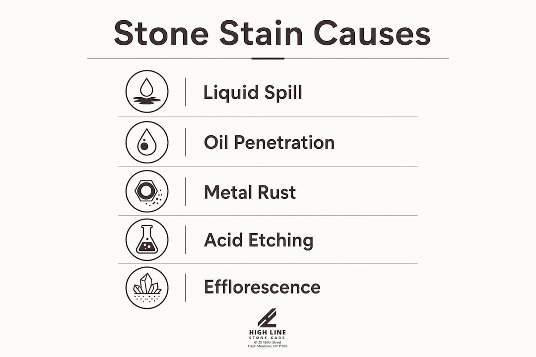 Infographic showing common stone stain causes