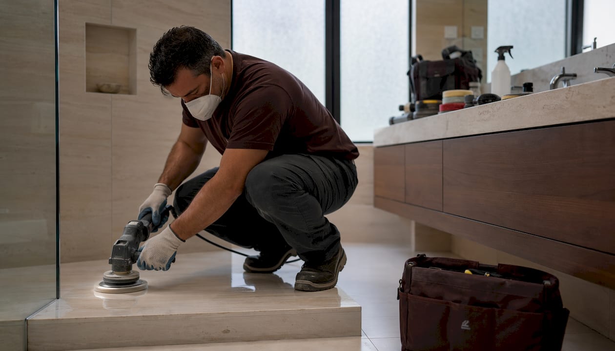 Stone professional polishing limestone floor