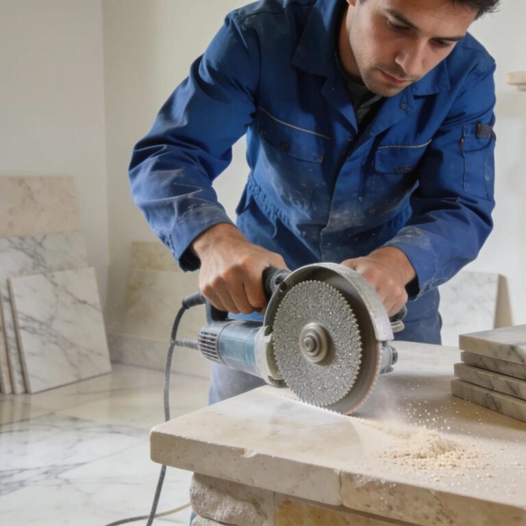 Professional honing of limestone and marble surfaces enhancing their natural beauty
